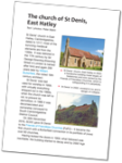 Four page, A5 information sheet about St Denis' church, East Hatley. Written and created by Peter Mann of Buzz Associates, who also took all the photographs.